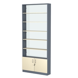 Стеллаж из ДСП с 5-ю полками 200x900 мм серии LEVEL-5 №10-1 (З/C - СТЕКЛО), Темно-серый + Крем Вайс