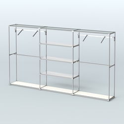 Торговая система ХРОМ без ДСП 3600 мм с зеркальными полками и поручнями №10, Белый