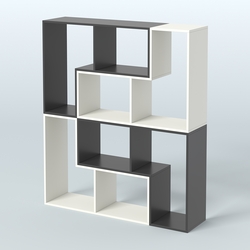 Торговый стеллаж Лофт №2 средний четырех- модульный, Белый и Черный