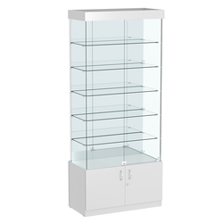 Витрина Истра №503 прямоугольная (задняя стенка - зеркало), Серый