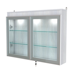 Витрина настенная №3-3А широкая с двумя полками и фризом серии Collecto, Ясень Анкор светлый