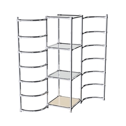 Хромированное вешало ДУГА №1-4 с зеркальными полками 4 мм, Крем Вайс