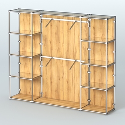 Торговая система ХРОМ (задняя стенка - ДСП) 3600 мм с зеркальными полками и поручнями №7, Дуб Золотистый