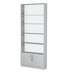 Стеллаж из ДСП с 4-мя полками 200x900 мм серии LEVEL-4 №10-1 (З/C - СТЕКЛО), Серый