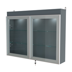 Витрина настенная №3-3А широкая с двумя полками и фризом серии Collecto, Темно-Серый