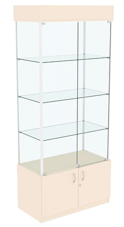Витрина прозрачная ЛЮКС №5 с подсветкой , Крем Вайс