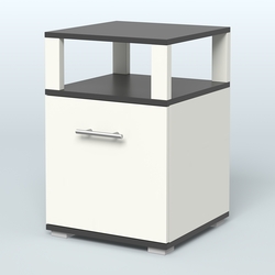 Тумба Динен №2 приставная 1 распашной фасад с надставкой, Белый и Черный