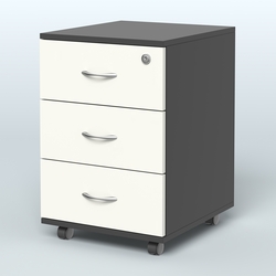 Тумба мобильная с 3 ящиками и замком Индиго Вуд, цвет дуб светлый + белый, Черный + Белый