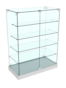 Прилавок Истра с четырьмя стеклянными полками расположен-ными "лесенкой" №109 (закрытый), Серый