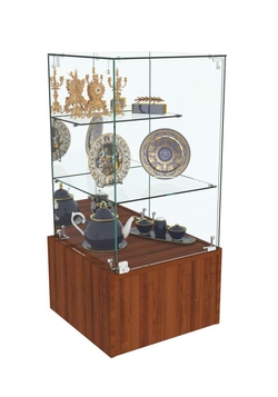 Торговый пристенный прилавок Зеркало со стеклянной дверкой №111 (закрытый), Орех