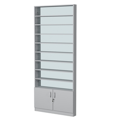 Стеллаж из ДСП с 8-ю полками 100x900 мм серии LEVEL-8 №8-2 (З/C - ЗЕРКАЛО), Серый