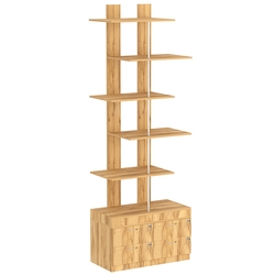 Стеллаж серии КУБ №5 с четырьмя полками и узкими ящиками, Дуб Золотистый