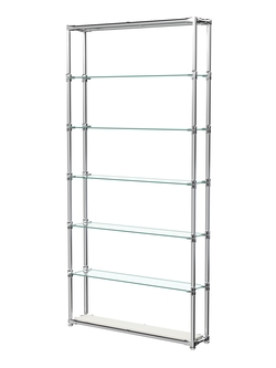 Пристенный торговый стеллаж ЛАЙТ с узкими стеклянными полками №1, Белый