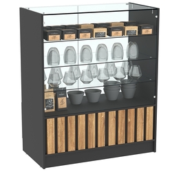 Прилавок серии "Смок" №3, Черный + Дуб Канзас коричневый