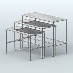 Комплект столов №1-5 с полками зеркало 4мм, Серый