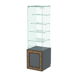 Стеклянный прилавок с дверкой и декором №СПБА-208, Темно-Серый