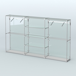 Торговая система ХРОМ (задняя стенка - стекло) 3600 мм с прозрачными полками и поручнями №10, Серый