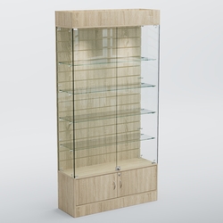 Витрина СЕТЬ №3-П с экономпанелью и полками, Дуб Сонома