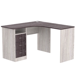 Стол угловой с ящиками СУ-01-Л (левосторонний), Ясень Анкор светлый + Ясень Анкор темный