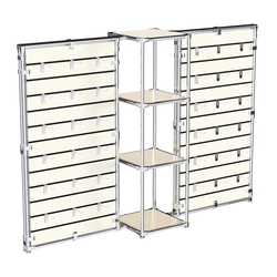 Хромированное вешало ЩИТ №2-3 с полками ДСП 16мм, Крем Вайс