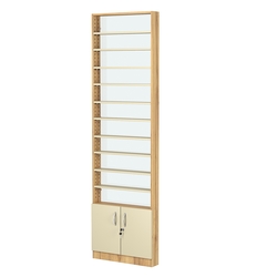 Стеллаж из ДСП с 10-ю полками 100x600 мм серии LEVEL-10 №1-1 (З/C - СТЕКЛО), Дуб Золотистый и Крем Вайс