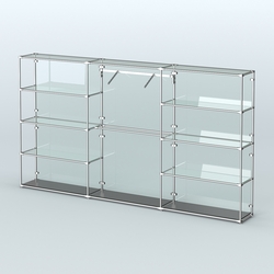 Торговая система ХРОМ (задняя стенка - стекло) 3600 мм с прозрачными полками и поручнями №9, Черный