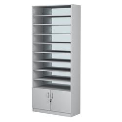 Стеллаж из ДСП с 8-ю полками 400x900 мм серии LEVEL-8 №14-2 (З/C - ЗЕРКАЛО), Серый