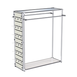 Хромированный стенд-вешало ETD-38 №1-4 (торец-ЭП) с полкой Зеркало 4мм, Ясень Анкор светлый