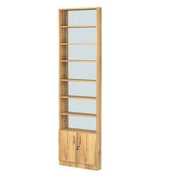 Стеллаж из ДСП с 6-ю полками 100x600 мм серии LEVEL-6 №1-2 (З/C - ЗЕРКАЛО), Дуб Золотистый