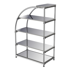 Хромированный стенд универсальный TD-06 (Т) с полками Зеркало 4мм, Метрополитан Грей