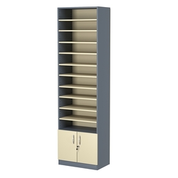 Стеллаж из ДСП с 10-ю полками 350x600 мм серии LEVEL-10 №6 (З/C - ДВП), Темно-серый + Крем Вайс