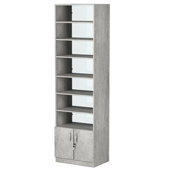 Стеллаж из ДСП с 6-ю полками 400x600 мм серии LEVEL-6 №7-1 (З/C - СТЕКЛО), Метрополитан Грей