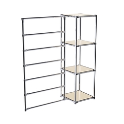 Хромированное вешало ГОРИЗОНТ №1-3 с полками ДСП 16мм, Крем Вайс