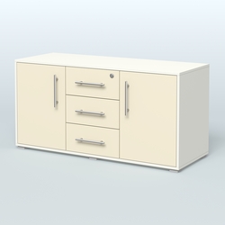 Тумба стационарная для оргтехники, цвет темный дуб, Белый + Крем Вайс