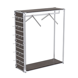 Хромированный стенд-вешало ETD-12 №1-3 (торец-ЭП) с полками ДСП 16мм, Дуб Венге