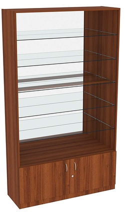 Витрина СЭСП-О №1-1-500 (З/C - Зеркало) со стеклянными полками, Орех