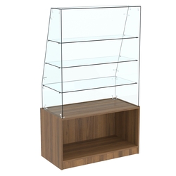 Высокий прилавок Истра с наклонным фасадным стеклом №15 (открытый), Орех
