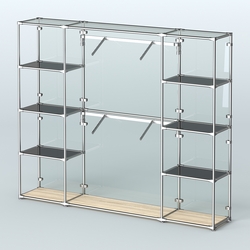 Торговая система ХРОМ (задняя стенка - стекло) 2430 мм с тонированными полками и поручнями №7, Дуб Сонома