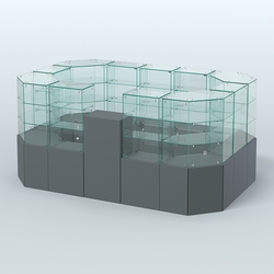 Стеклянный островок-павильон серии КОЛЬЦО прямоугольный №6, Темно-Серый
