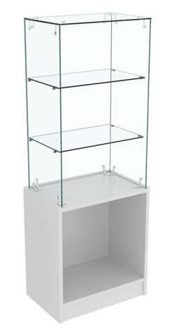Узкий стеклянный прилавок СЛИМ №102 без дверей, Серый