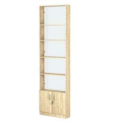 Стеллаж из ДСП с 4-мя полками 150x600 мм серии LEVEL-4 №2-1 (З/C - СТЕКЛО), Дуб Сонома