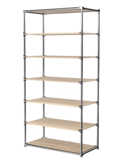 Пристенный торговый стеллаж ЛАЙТ с глубокими полками ДСП №4, Дуб Сонома