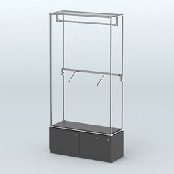 Торговая система ХРОМ без ДСП 1200 мм №2-3 с тумбой Т-15 и поручнями, Черный