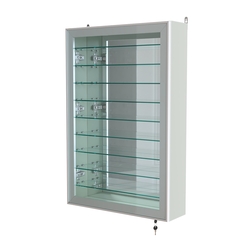 Витрина настенная №2-6А высокая зеркальная с узкими полками серии Collecto, Белый