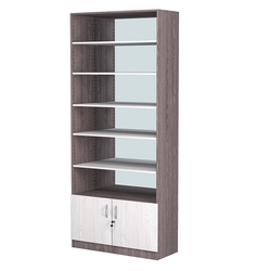 Стеллаж из ДСП с 5-ю полками 400x900 мм серии LEVEL-5 №14-2 (З/C - ЗЕРКАЛО), Ясень Анкор темный + Ясень Анкор светлый