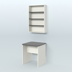 Распаковочный квадратный стол с антресолью для аптеки Р-01, Белый и Черный