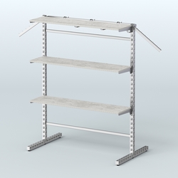 Система ЭЛЕГАНТ островная с полками ДСП и Т-образными стойками №15б, Метрополитан Грей