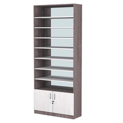 Стеллаж из ДСП с 7-ю полками 300x900 мм серии LEVEL-7 №12-2 (З/C - ЗЕРКАЛО), Ясень Анкор темный + Ясень Анкор светлый