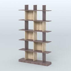 Торговый стеллаж Лофт №4 с ячейками, Ясень Анкор темный и Дуб Сонома