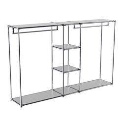 Хромированный стенд-вешало TD-48 №1-3 Хром с полками ДСП 16мм, Серый